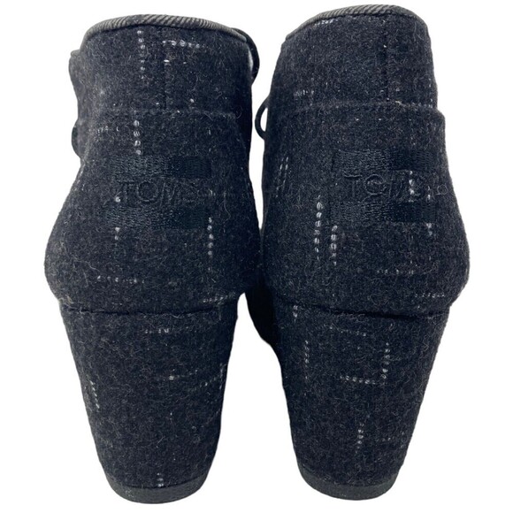TOMS Wedge Booties Black Wool Lace Up Ankle Desert Boots Women's Size 7 NEW - Picture 3 of 9